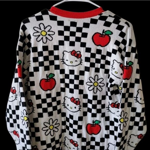 Hello Kitty Red & Black Checkered Apple & Daisies Cardigan - Picture 6 of 8